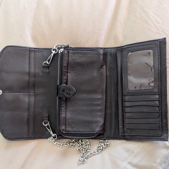 Brighton Shiny Crocodile-Embossed Brown Crossbody Bag - Picture 6 of 13